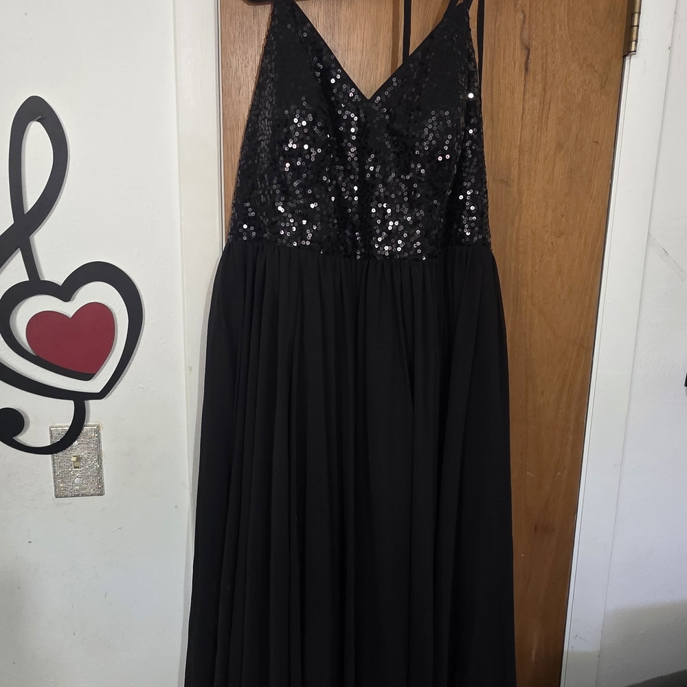 Azazie Black Sequin Maxi Dress
